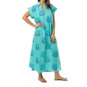 NEW BINDU paige maxi dress in turquoise tulip